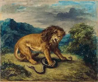 Løven og slangen - Eugène Delacroix