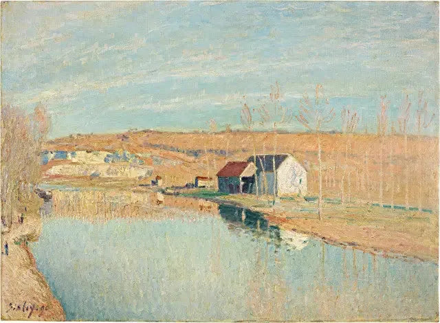 Le Loing og Saint-Nicaise-bakkerne - Mars-solskin - Alfred Sisley