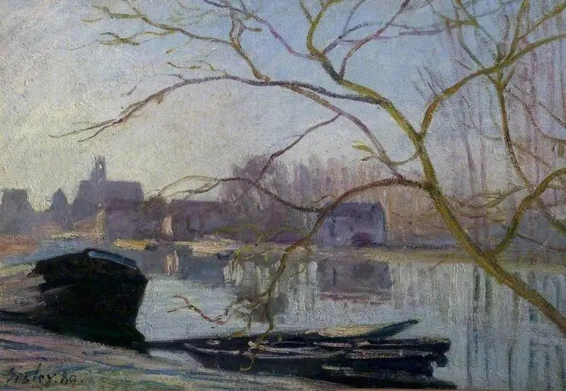 Le Loing, hvid gelé - Alfred Sisley