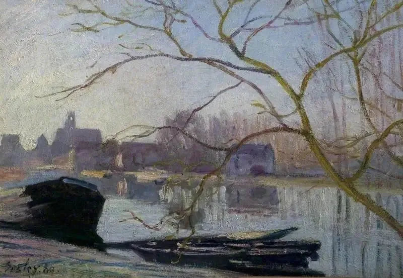 Le Loing, hvid gelé - Alfred Sisley