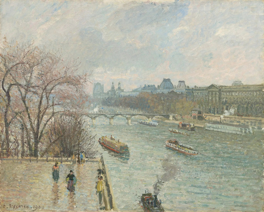 Louvre, Eftermiddag, Regnvejr (Første serie) - Camille Pissarro