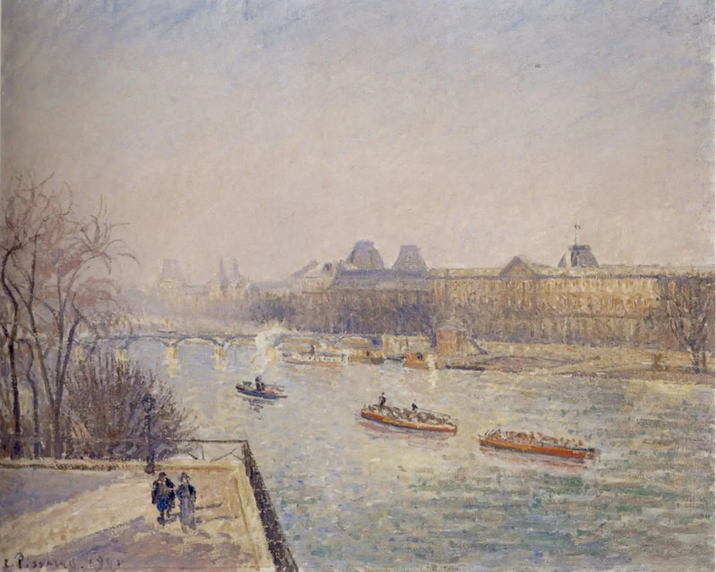 Louvre, morgen, vinter sol, hvid frost - Camille Pissarro