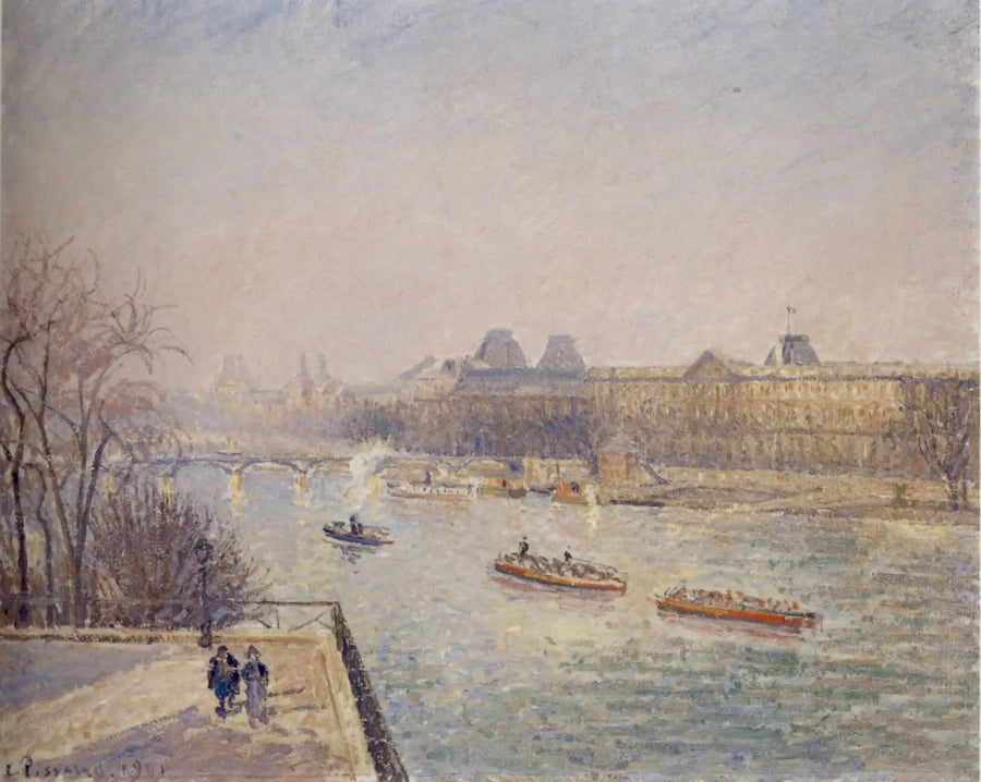 Louvre, morgen, vinter sol, hvid frost - Camille Pissarro
