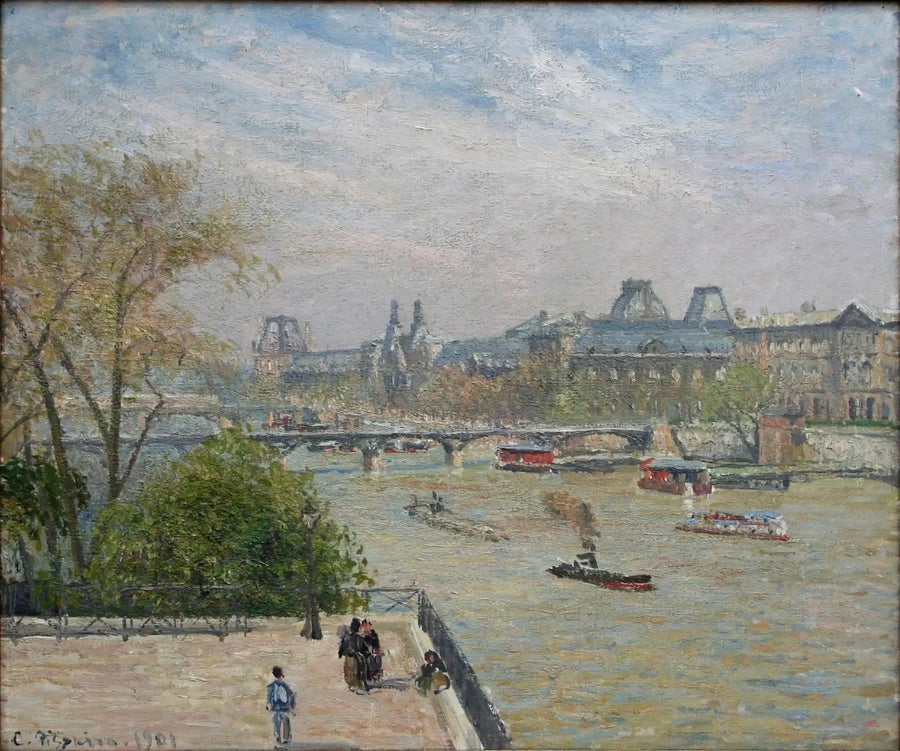 Louvre, forår, morgen, sol - Camille Pissarro