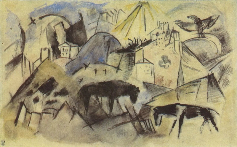 Det ulykkelige land Tyrol (skitse) - Franz Marc