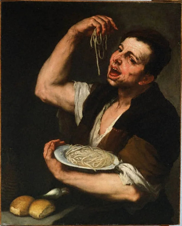Pasta-spiseren: en allegori om smag - Luca Giordano
