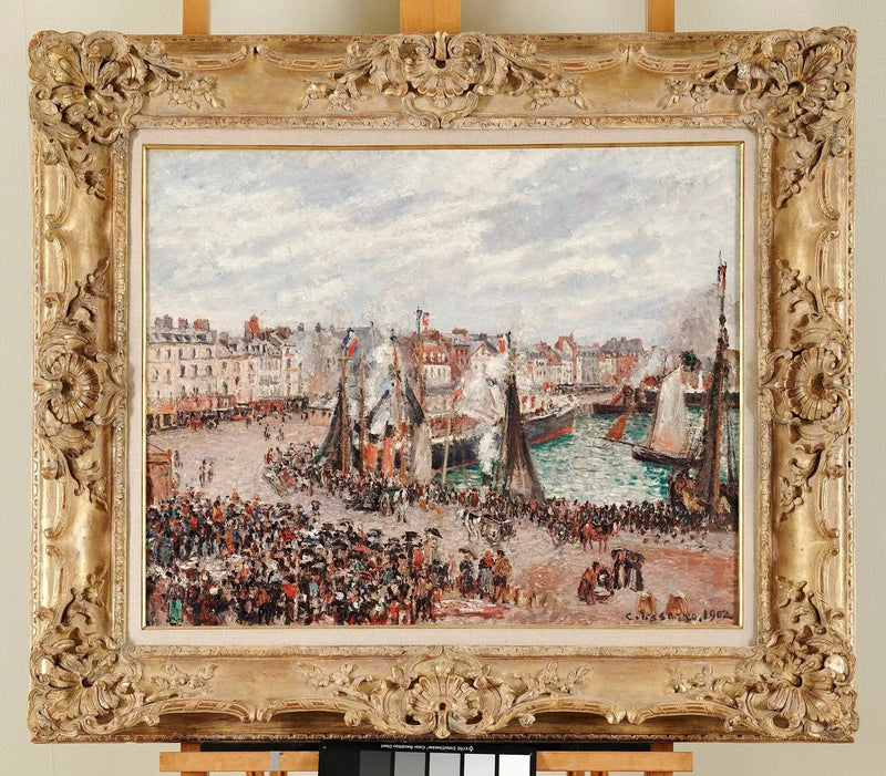 Fiskemarkedet, Dieppe, gråvejr, morgen - Camille Pissarro