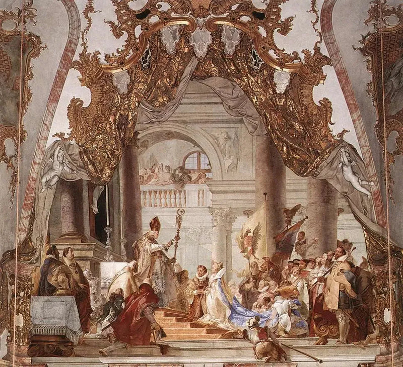Ægteskabet mellem kejser Frederik I. Barbarossa og Beatrice af Bourgogne, loftfresko - Giovanni Battista Tiepolo