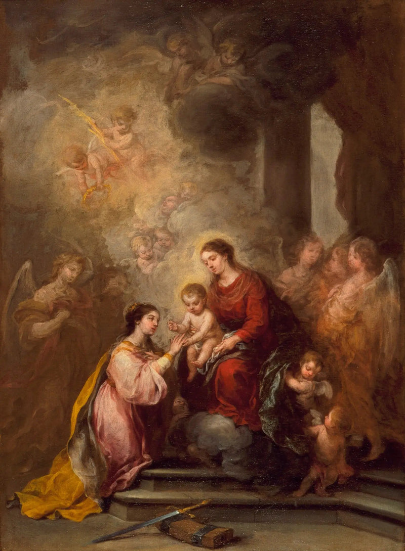 Den mystiske ægteskab af Sankt Katharina - Bartolomé Esteban Murillo
