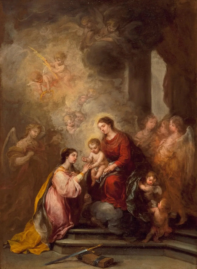 Den mystiske ægteskab af Sankt Katharina - Bartolomé Esteban Murillo