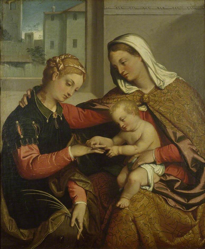 Den mystiske ægteskab af Sankt Katharina - Giovanni Battista Moroni