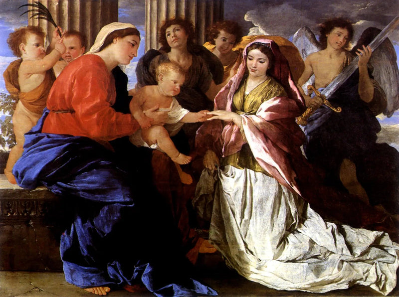 Den mystiske bryllup af Sankt Katharina - Nicolas Poussin