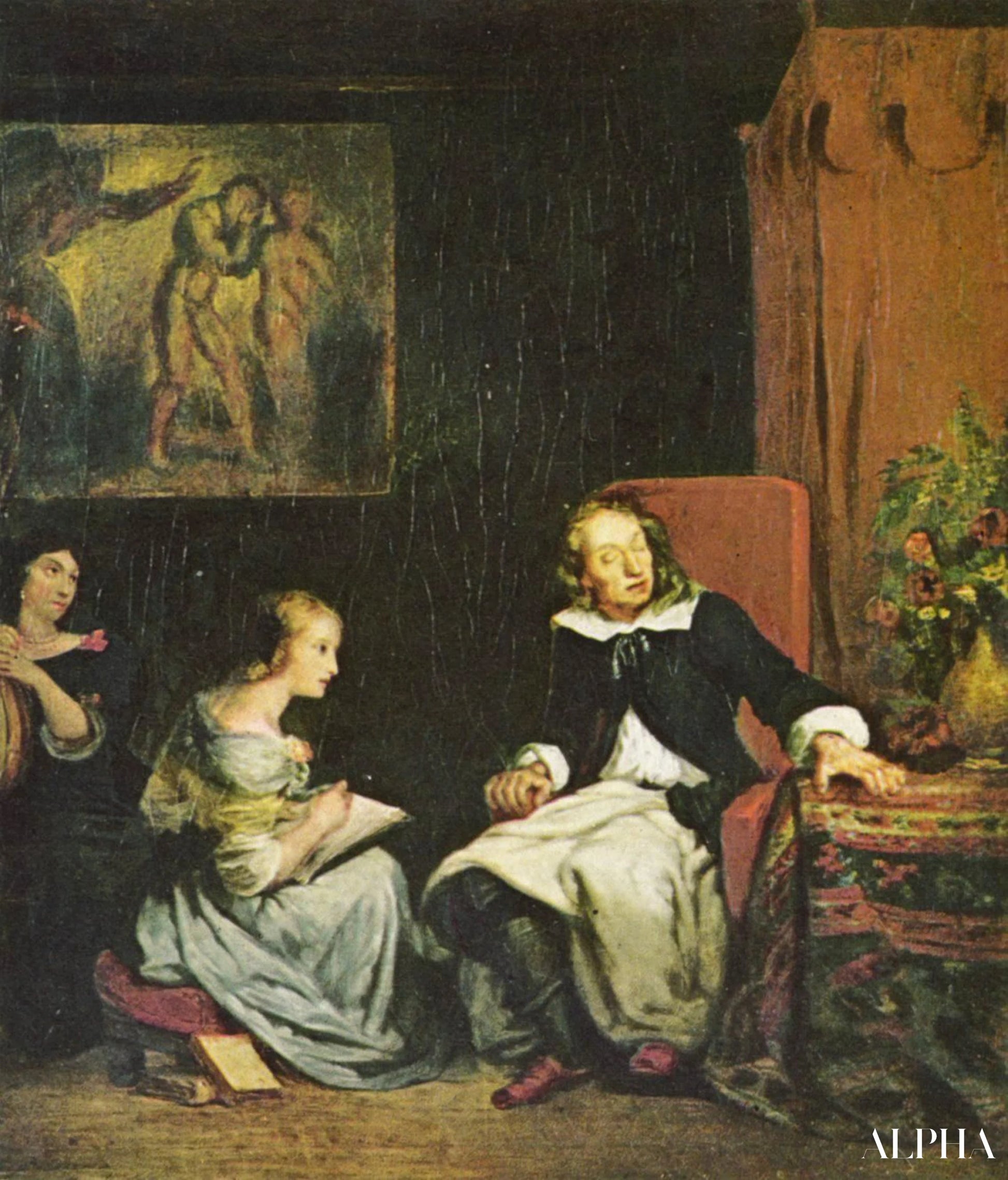 Le Milton fortæller sine døtre om det tabte paradis - Eugène Delacroix - Reproduktioner af malerier og højkvalitets malerier