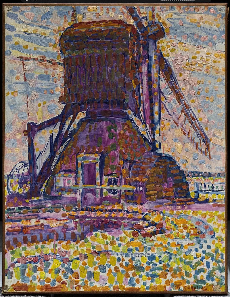 Møllen i Winkel, pointillistisk version - Piet Mondrian