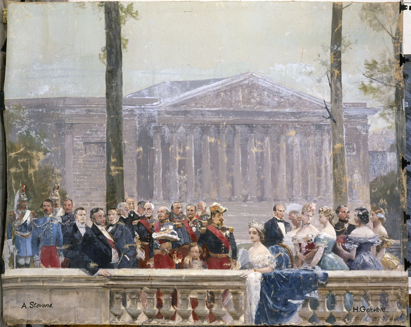 Le Panorama du siècle : la famille impériale entourée de nombreuses personnalités du Second Empire devant le palais Bourbon - Henri Gervex