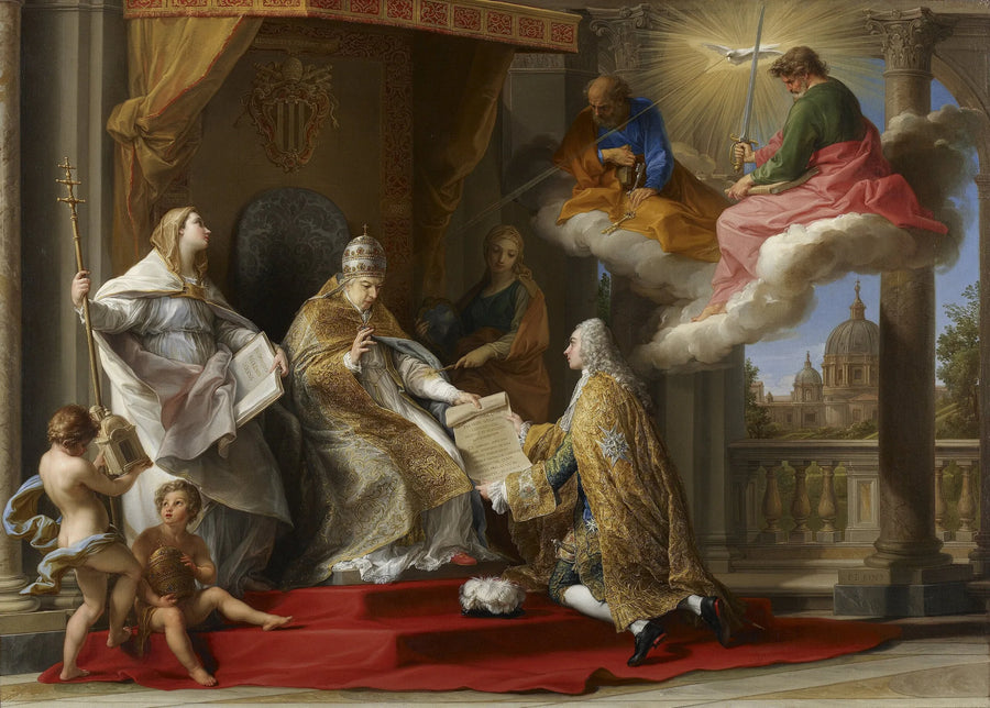Pave Benoît XIV présentant l'encyclique « Ex Omnibus » au comte de Stainville, futur duc de Choiseul - Pompeo Batoni