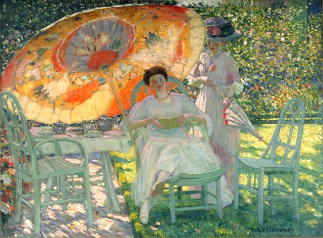 Haveparasollen - Frederick Carl Frieseke