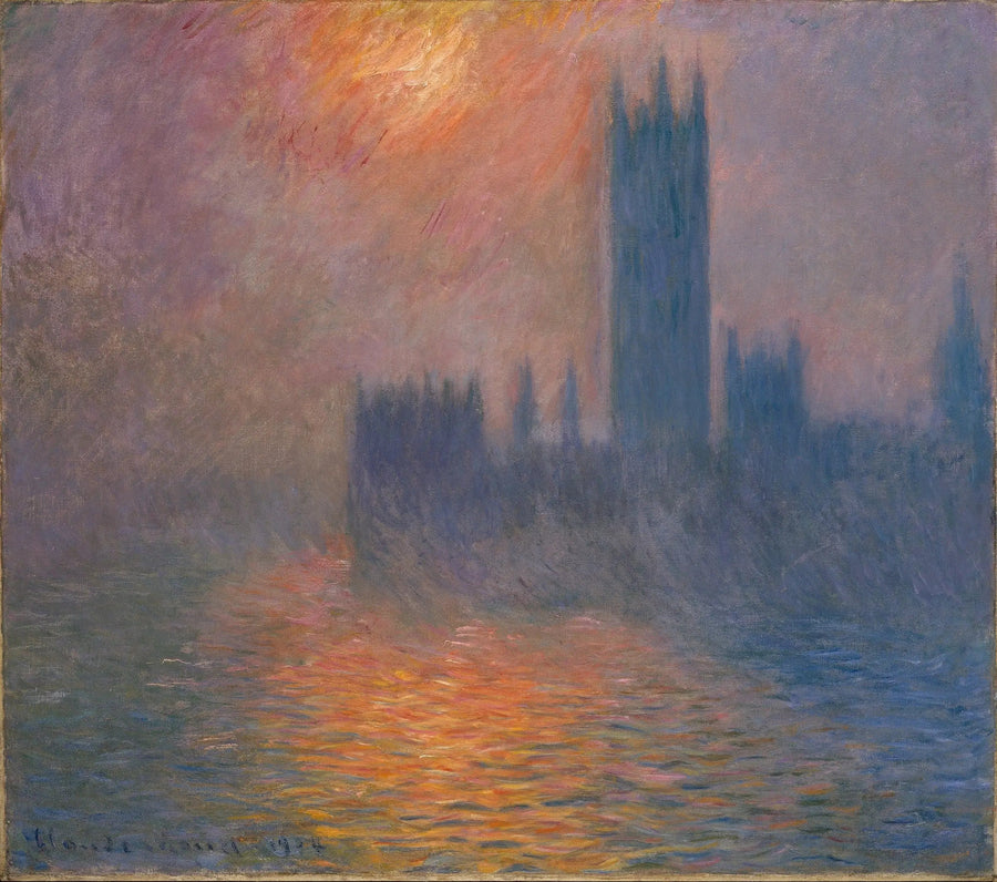 Parlamentet, solnedgang - Claude Monet