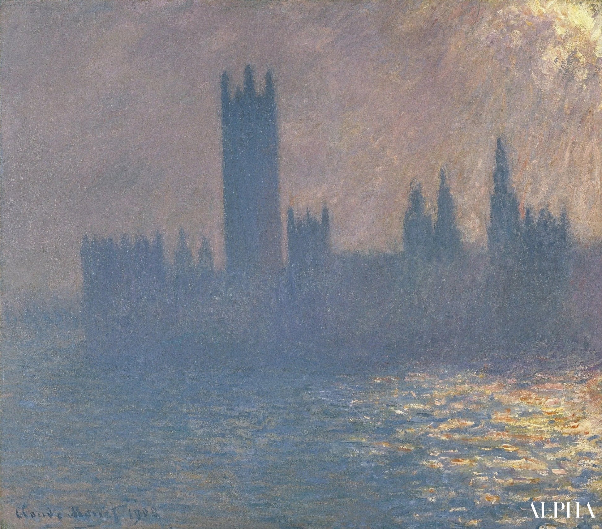 "Parlamentet, solens effekt (W 1597) - Claude Monet - Reproduktioner af malerier og højkvalitets malerier"