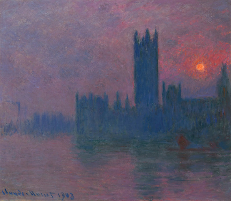 Parlamentet, solnedgang - Claude Monet