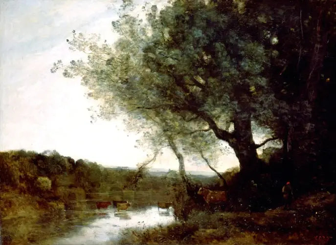 Passage af vadestedet om aftenen - Jean-Baptiste Camille Corot