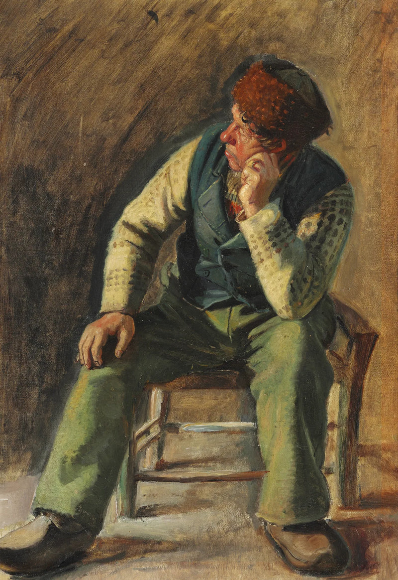 Fisker og redningsmand Lars Gaihede sidder i en stol. - Michael Peter Ancher