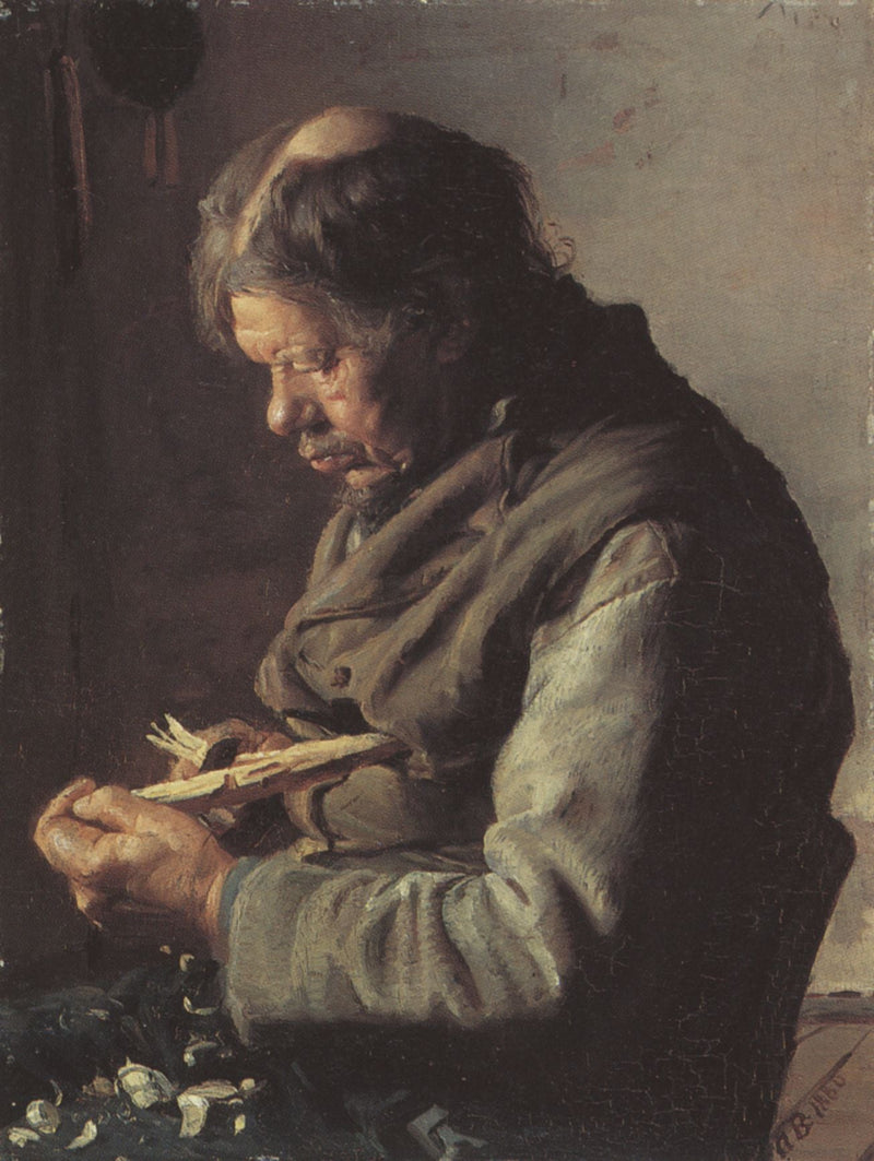Fisker Lars Gaihede skulpturerer en pind - Anna Ancher