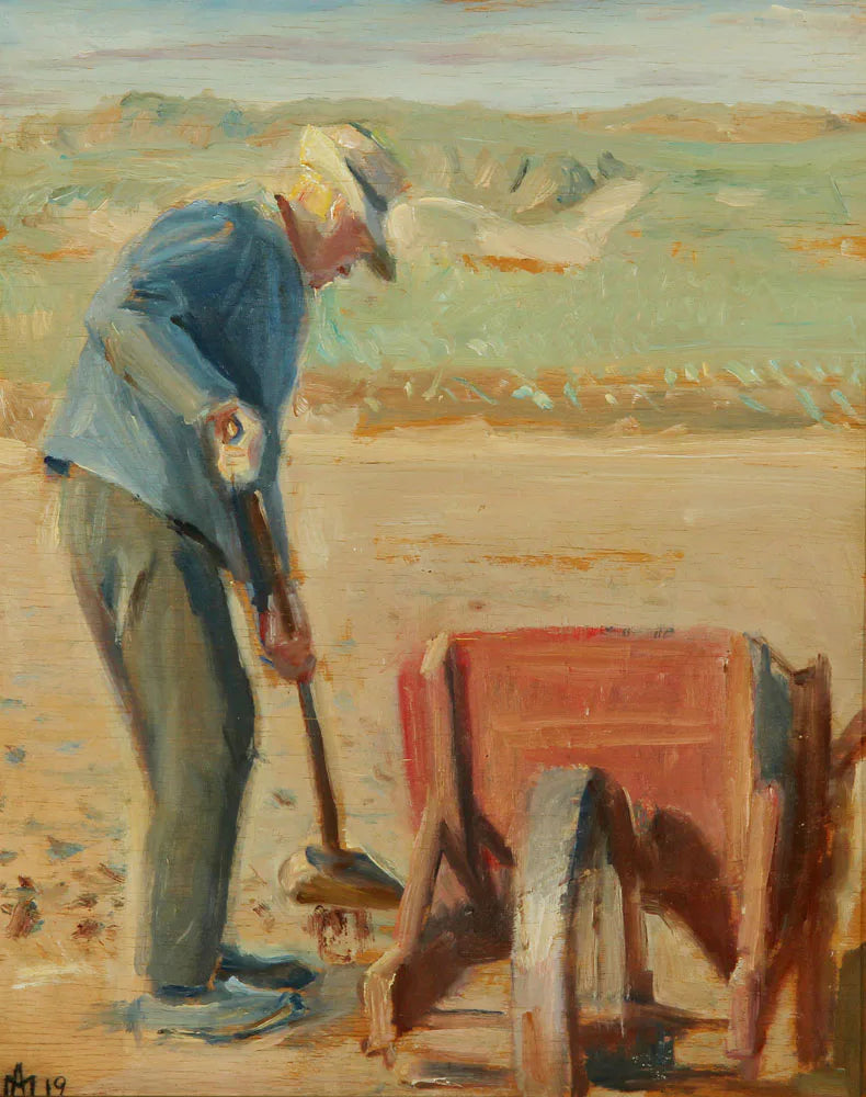 Fisker Ole Markström arbejder på stranden. - Michael Peter Ancher