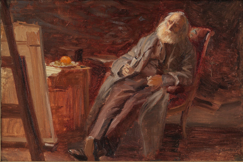 Maleren Vilhelm Kyhn ryger sin pibe - Anna Ancher