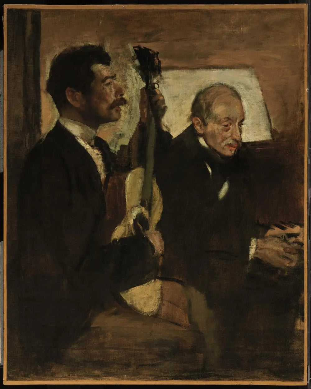 Le père de Degas écoutant Lorenzo Pagans jouer de la guitare - Edgar Degas image 1 reproduction d’œuvre d’art à l’huile