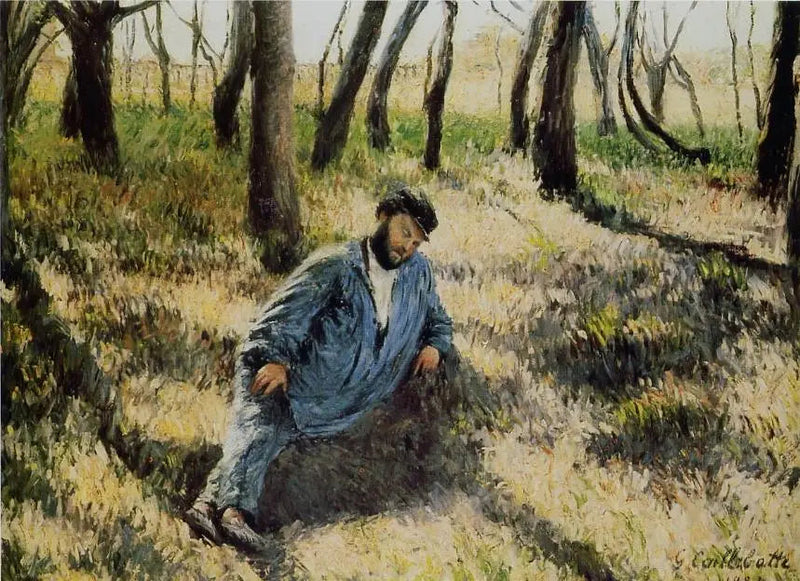 Faderen Magloire liggende i en skov - Gustave Caillebotte