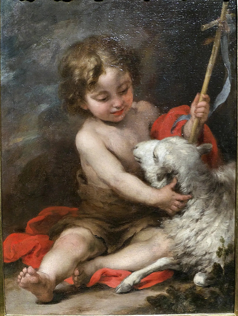 Den lille hellige Johannes leger med et lam - Bartolomé Esteban Murillo