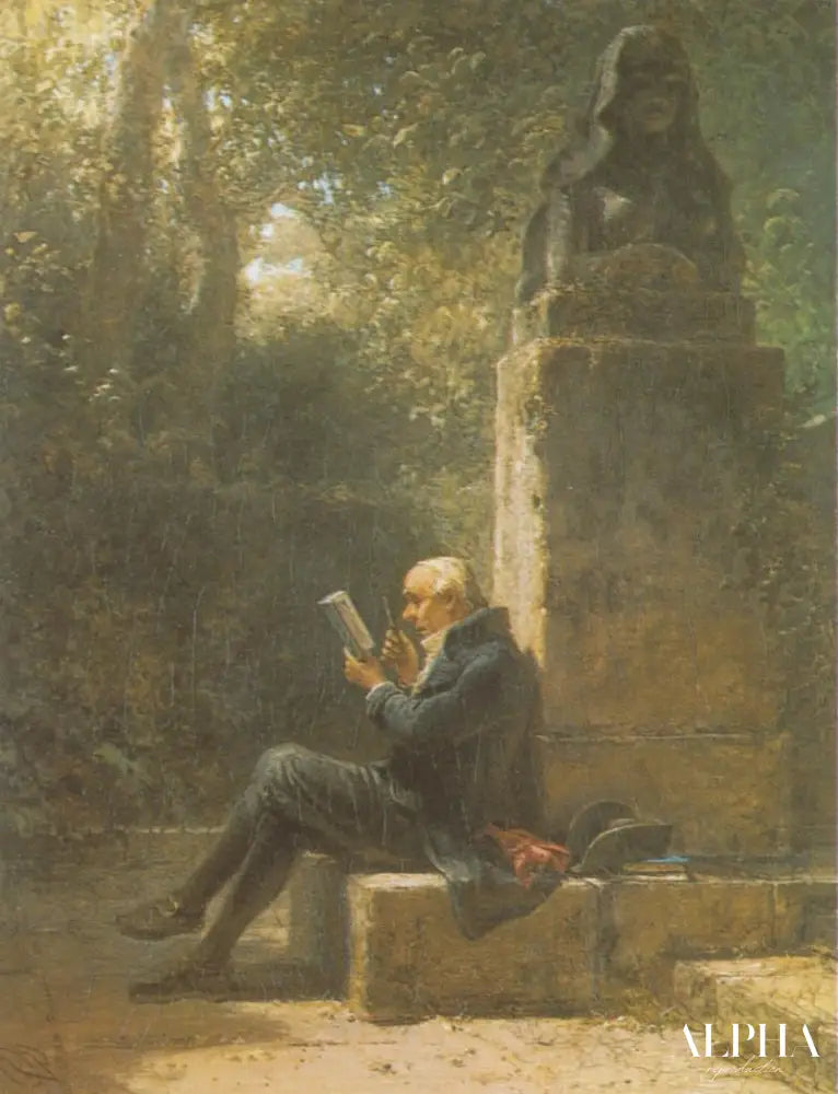 Le philosophe (Le lecteur dans le parc) - Carl Spitzweg - Reproductions de tableaux et peintures haut de gamme