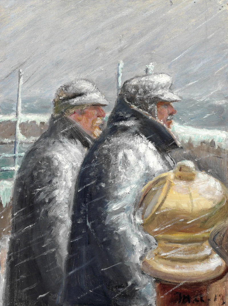 Lotsen på dækket, snestorm. - Michael Peter Ancher
