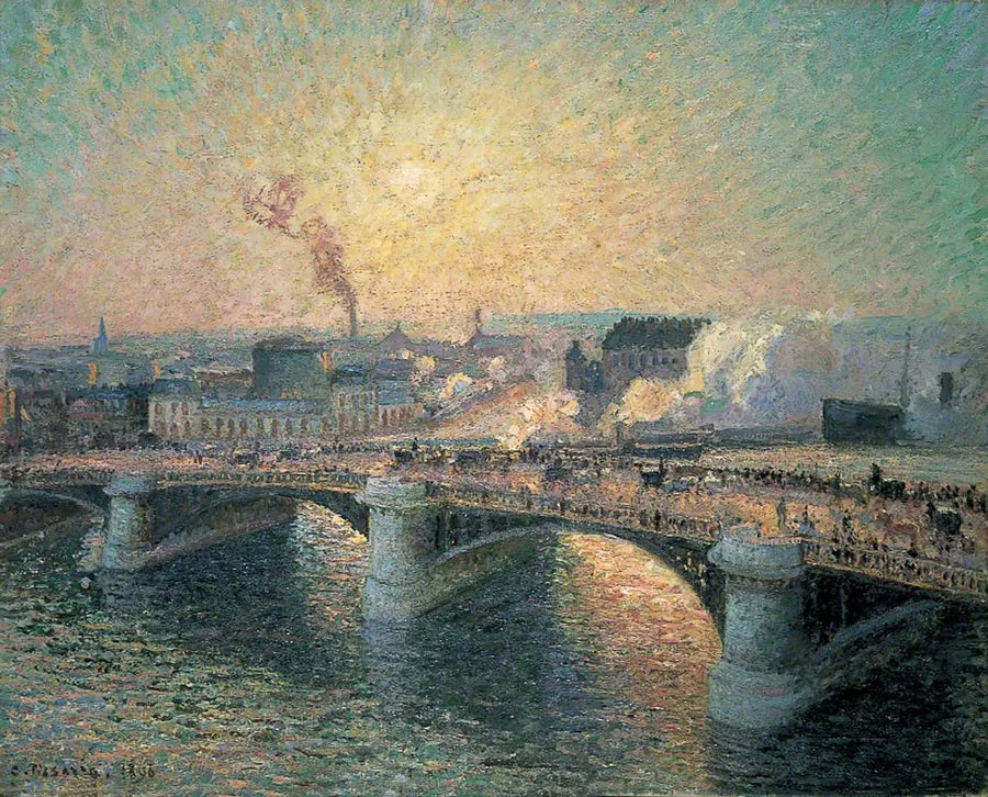 Boieldieu Broen, Rouen, Solnedgang - Camille Pissarro