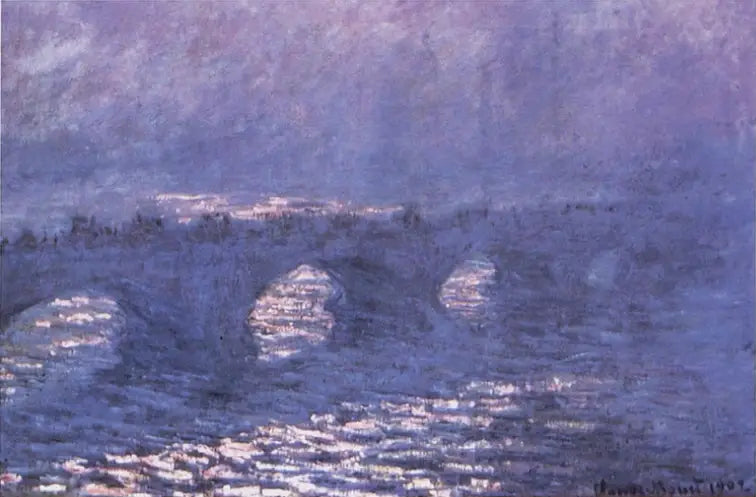 Waterloo-broen, sollys i tågen - Claude Monet