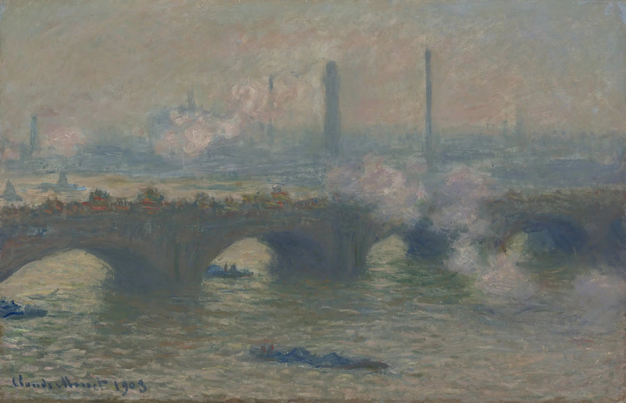 Waterloo-broen, den grå dag - Claude Monet
