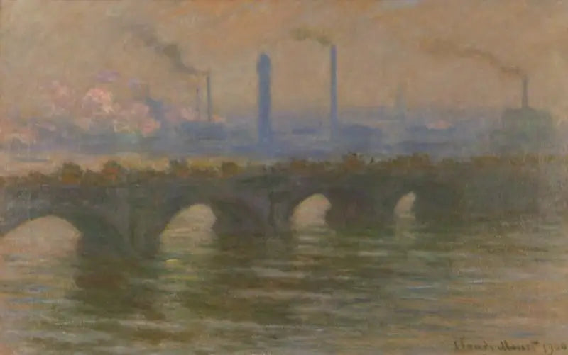 Waterloo-broen, overskyet vejr - Claude Monet