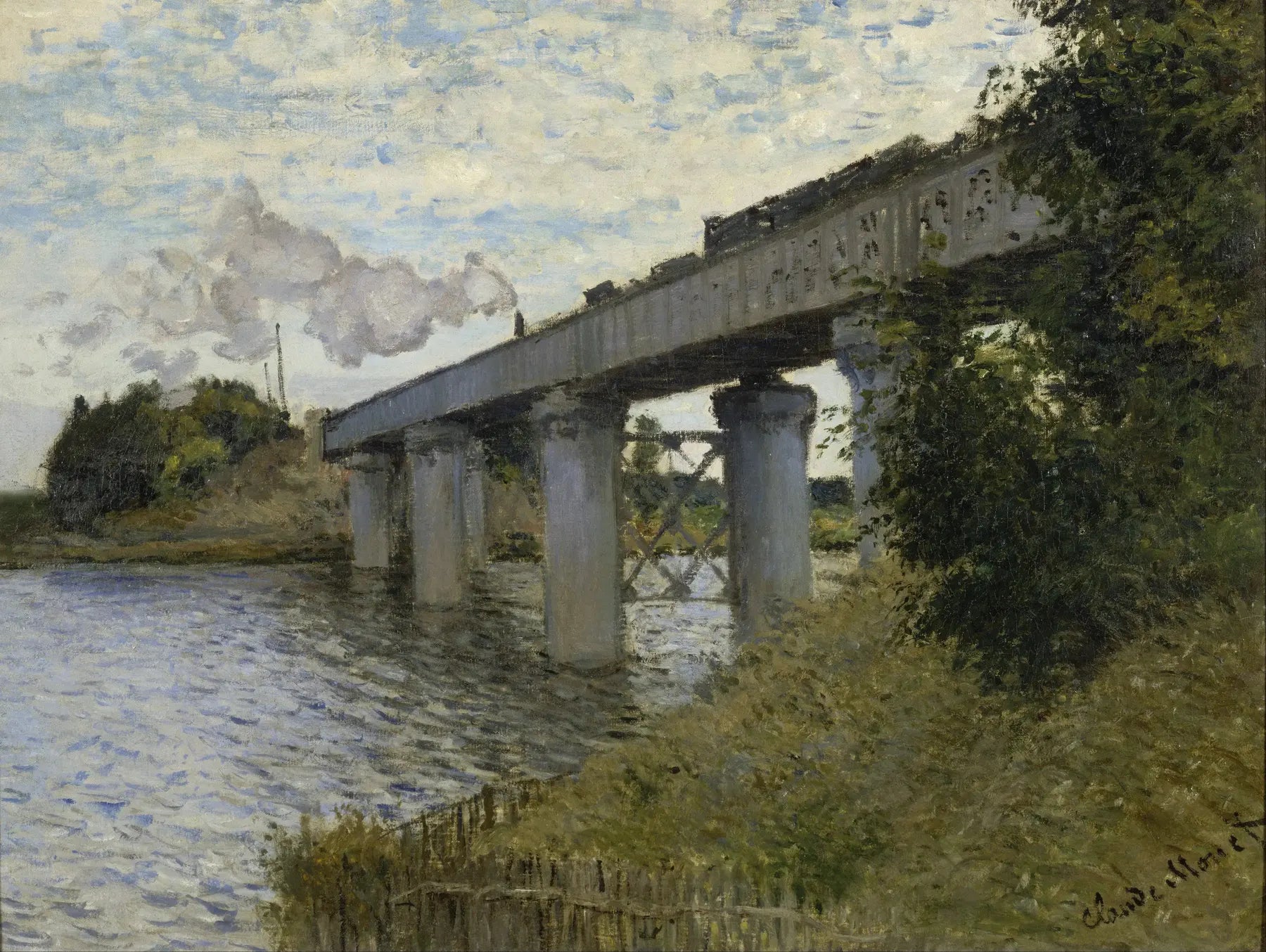 Le Pont du chemin de fer à Argenteuil - Claude Monet image 1 copie peinte à la main à l’huile