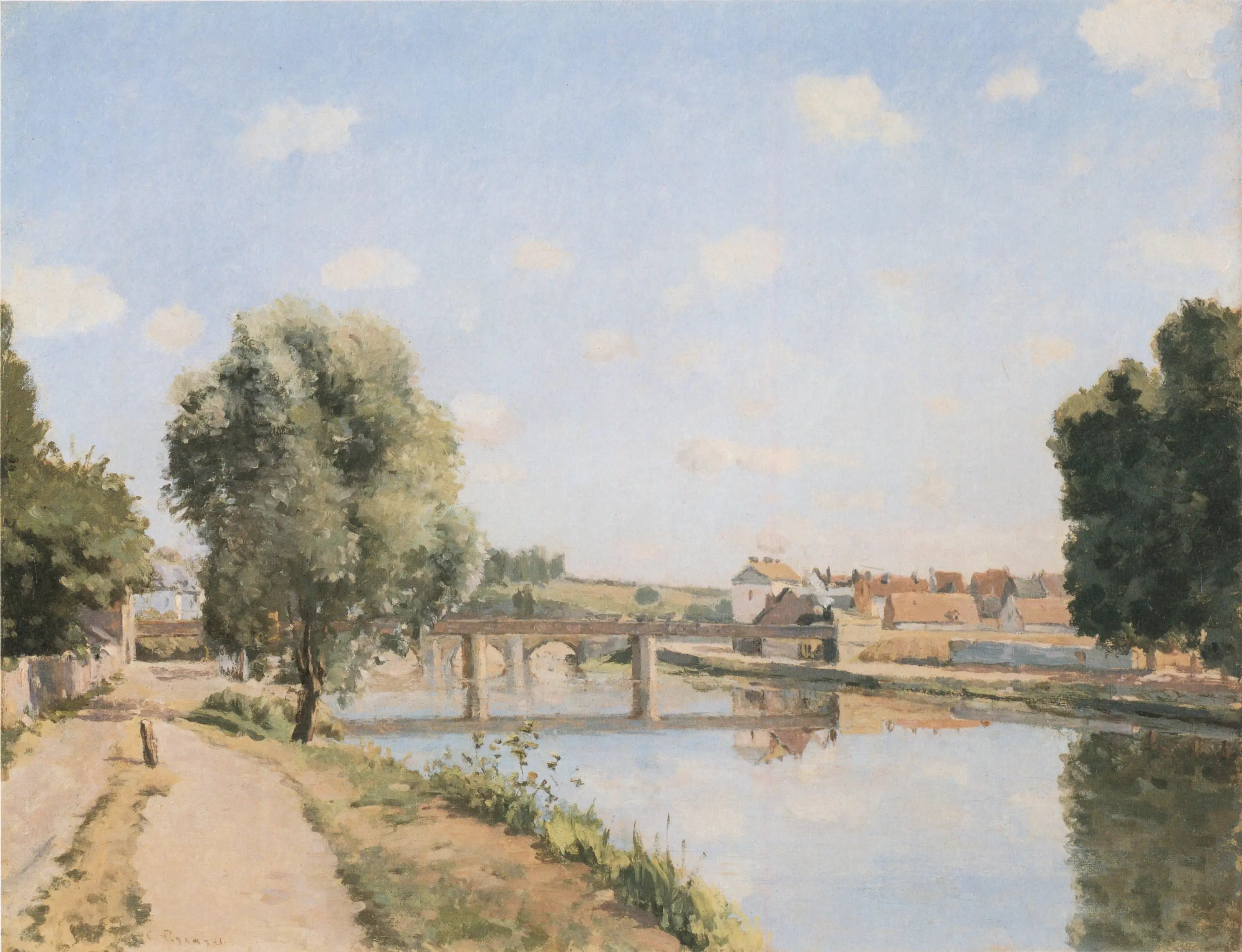 Le Pont du chemin de fer, Pontoise - Camille Pissarro image 1 reproduction d’œuvre d’art à l’huile
