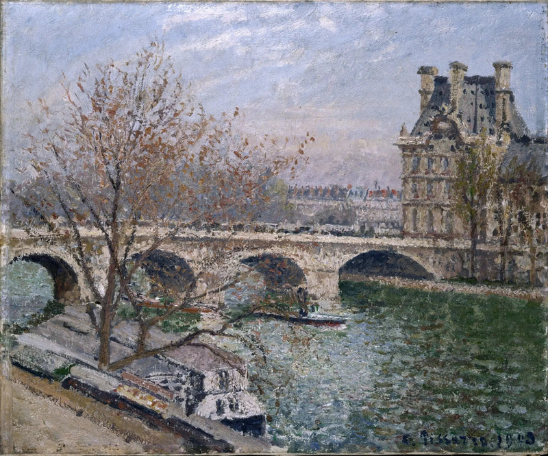 Den Kongelige Bro og Flore Pavillon, Morgen, Sol - Camille Pissarro