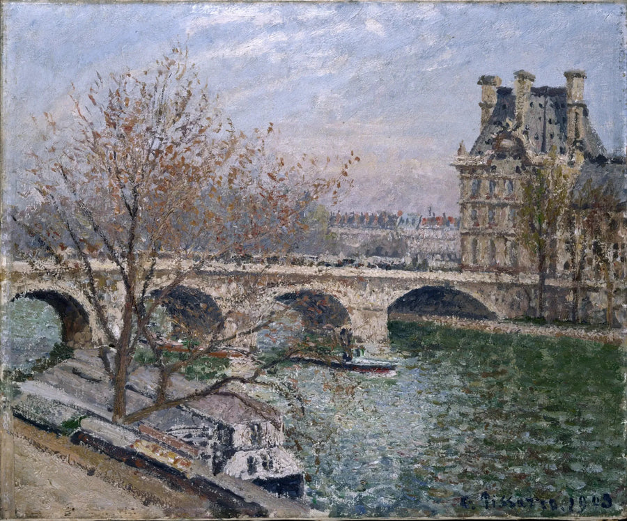 Den Kongelige Bro og Flore Pavillon, Morgen, Sol - Camille Pissarro