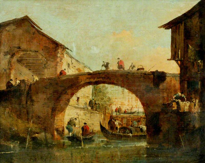 Broen over Brenta ved Dolo (la Porta del Dolo) - Francesco Guardi
