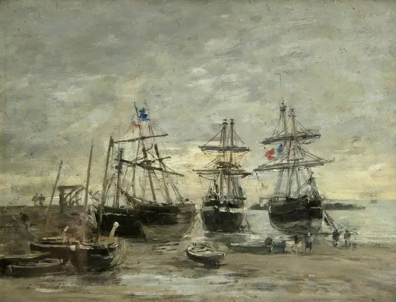 Portrieux havn ved lavvande - Eugène Boudin