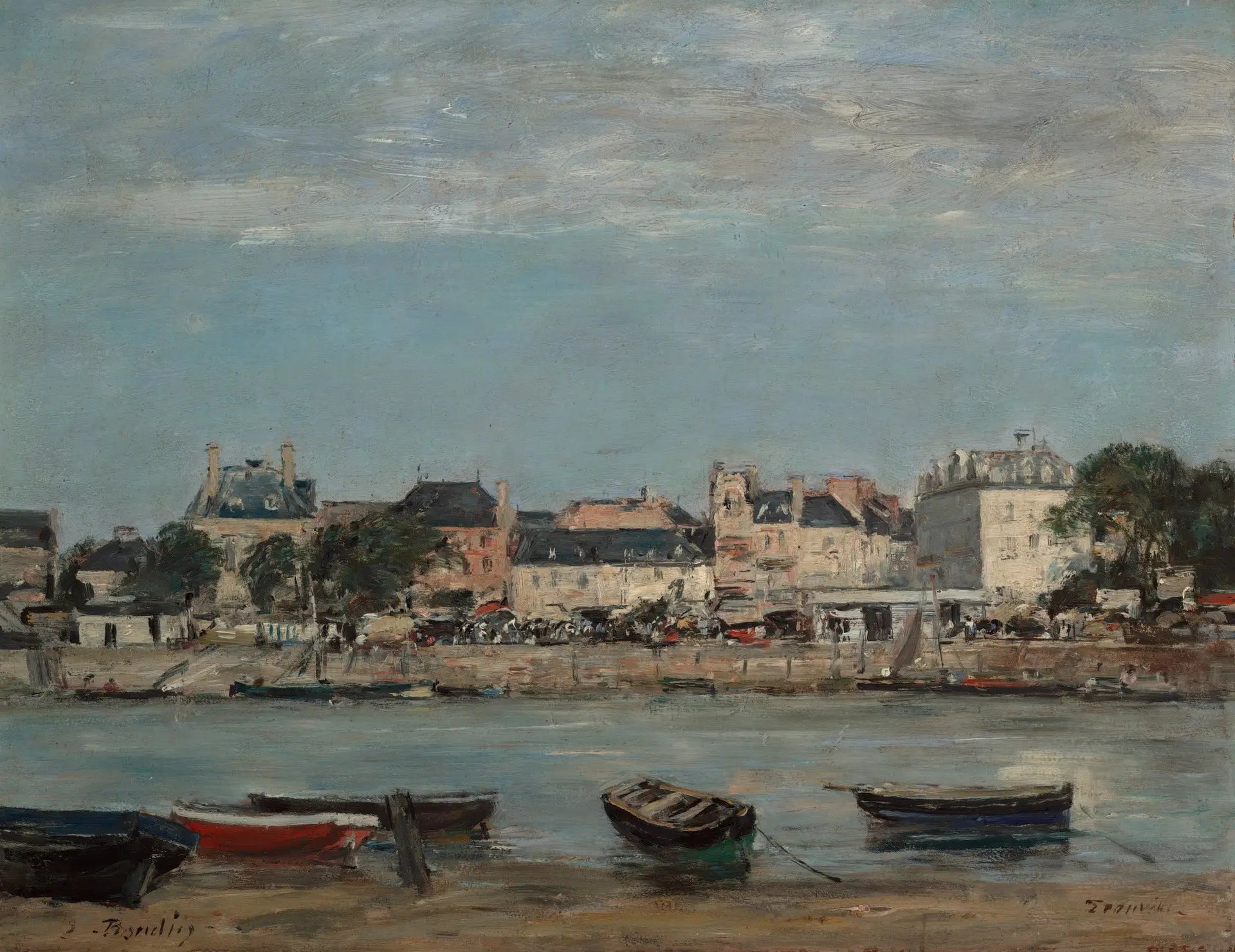 Le port de Trouville - Eugène Boudin image 1 copie peinte à la main à l’huile