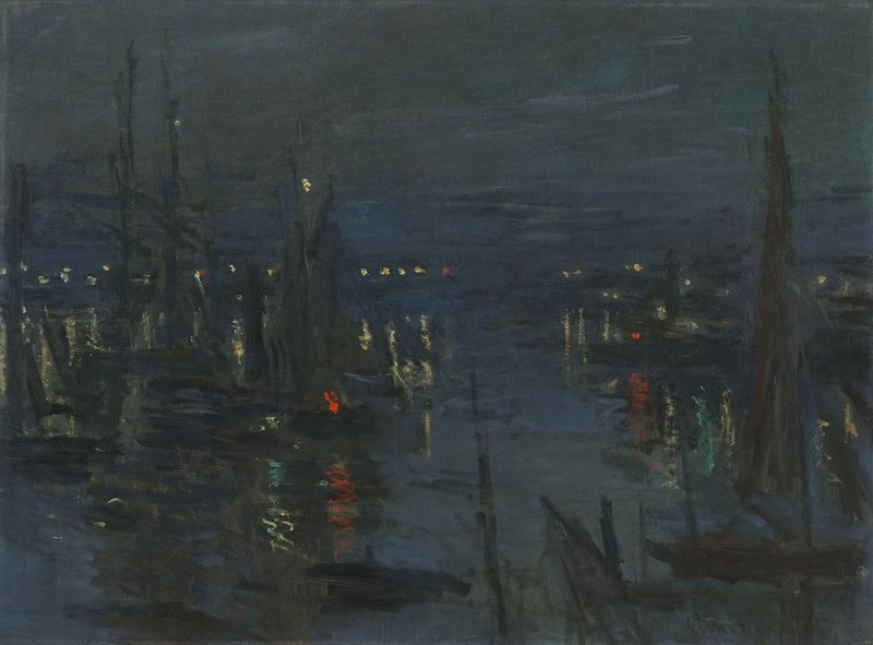 Havnen i Le Havre, natteffekt - Claude Monet