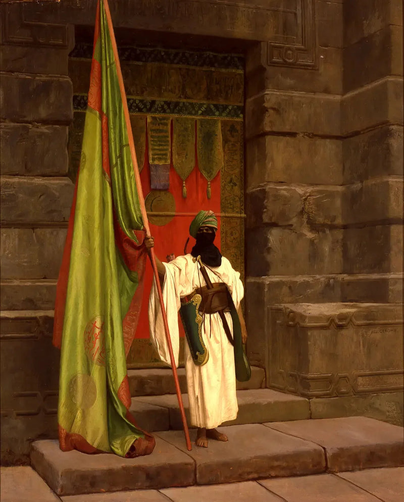 Den stående bærer, der udfolder det hellige flag - Jean-Léon Gérôme