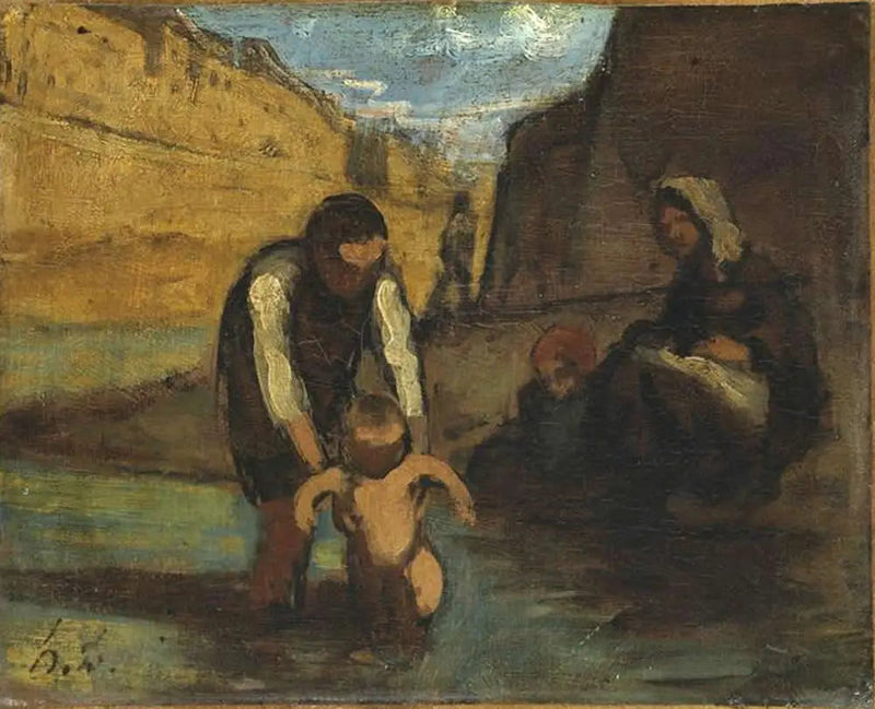Det første bad - Honoré Daumier