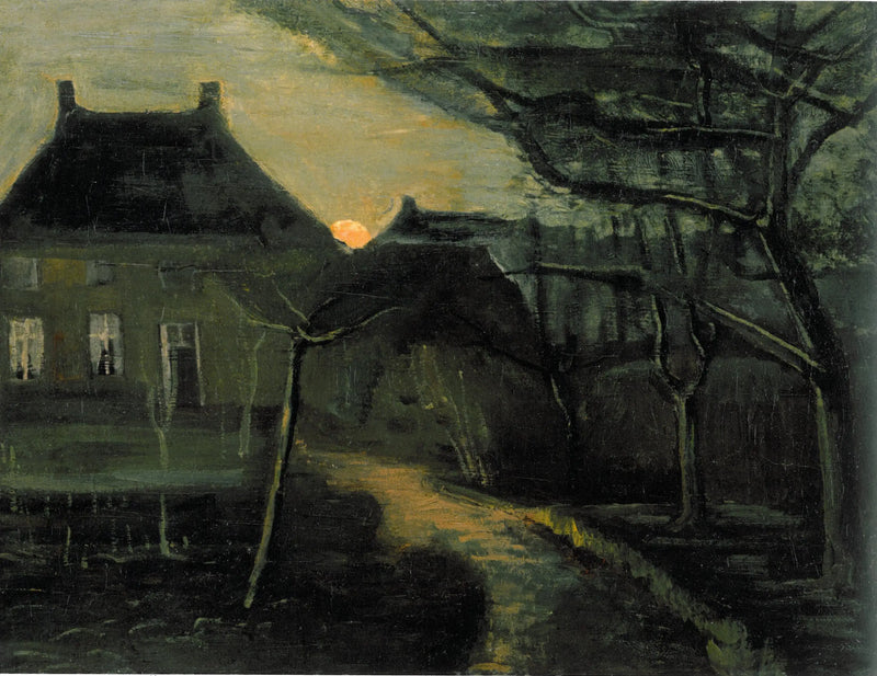Præstegården i Nuenen i måneskin - Vincent van Gogh