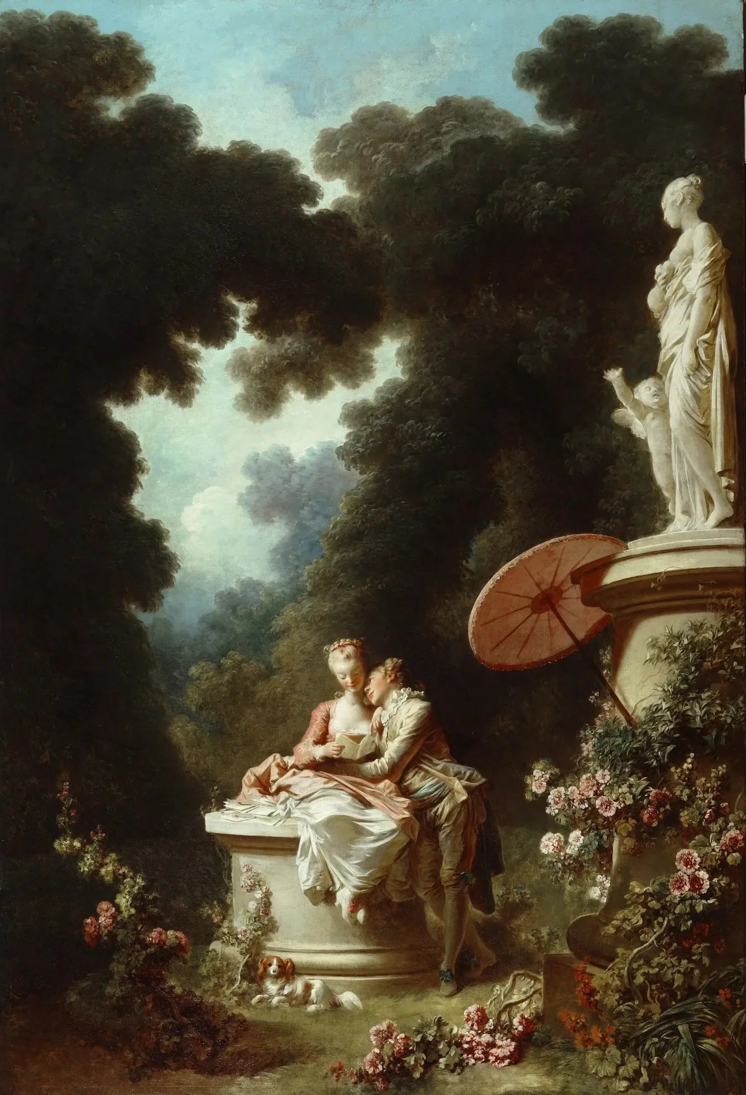 Le progrès de l'amour : Lettres d'amour - Jean-Honoré Fragonard image 1 tableau peint à l’huile sur toile